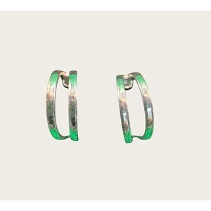 Silver-Tone Double Hoop Clip-On Earrings